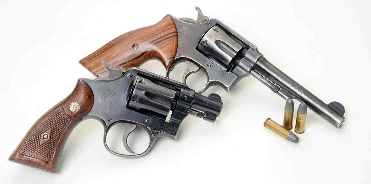 Mike started handloading 50 years ago with the .38 Special and still loads it for this pair of S&W M&P revolvers.